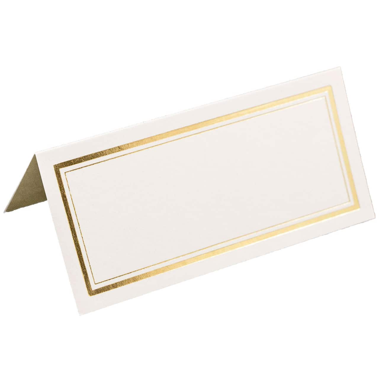 JAM Paper Double Metallic Border Fold-Over Wedding Table Place Cards, 100ct.